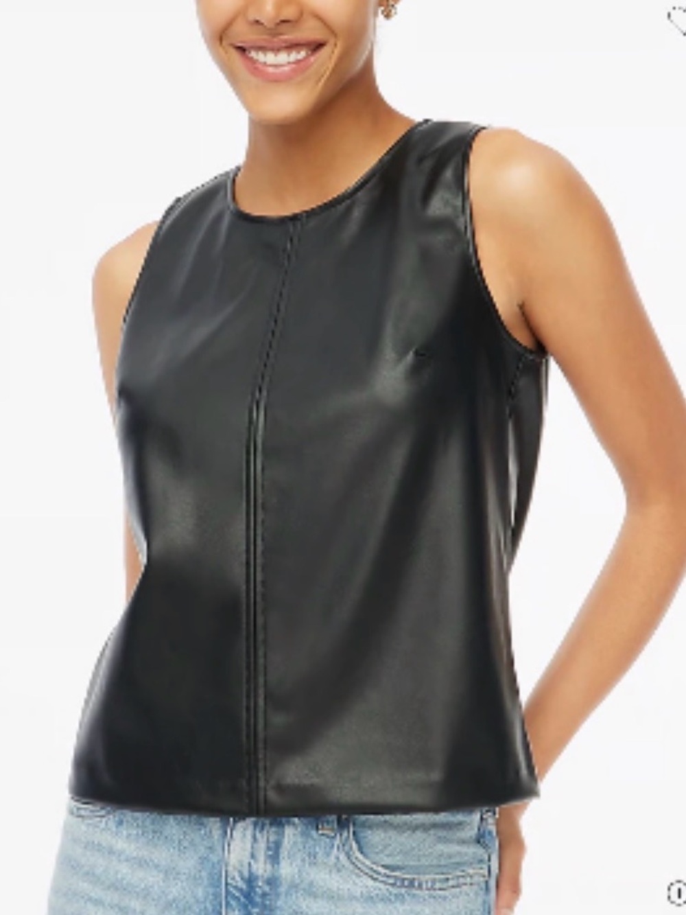 GREAT CONDITION - J. Crew Black Faux Leather Sleeveless Shell